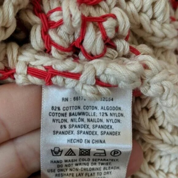Anthropologie Fiet Voors 2 Hidden Glow Red & Cream Textured Sweater size medium - Picture 7 of 10